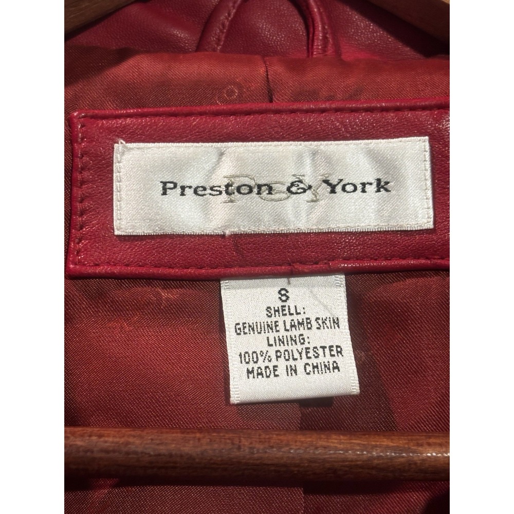 Preston & York Red Lambskin Small Leather Zip Jacket Coat Holiday Full Zip - Picture 3 of 9
